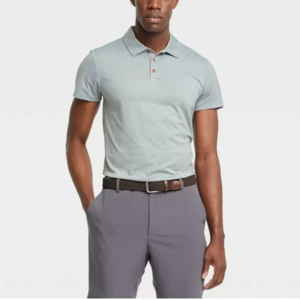 Men's Striped Polo Shirt- All In Motion- Copper Brown- Medium